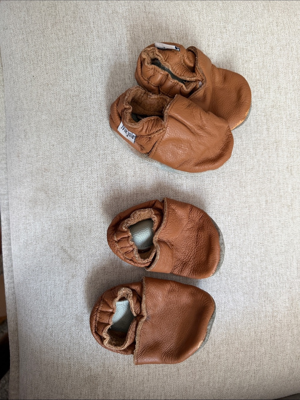 Twofer- Mejale Brown Leather Baby Shoes - Soft Sole Infant Moccs